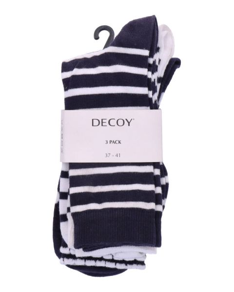 Decoy Socks 3 Pack Navy/White With Stripes Dots 37-41